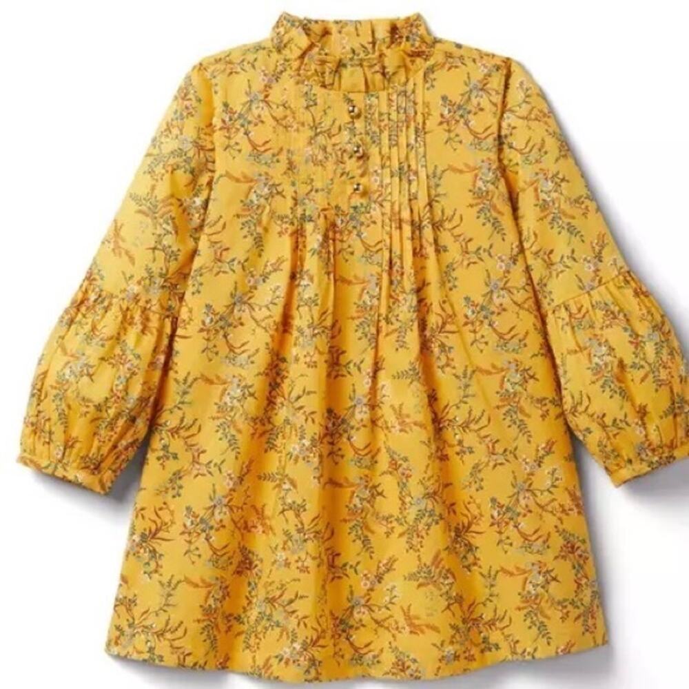 Janie & Jack Girls Yellow Floral Balloon Sleeve Dress 18-24M Cottagecore
